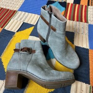 Dansko Gray Ankle Boots with Brown Accents